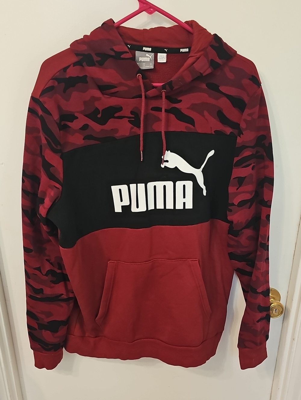 Puma Men’s Red Camo Logo Pullover Hoodie